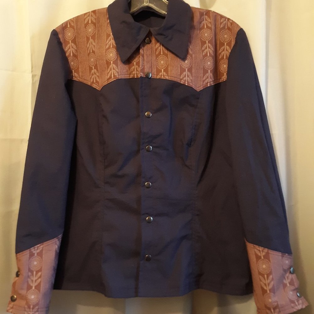 Western Snap Shirt PM Blue Purple Burgundy Dreamcatcher top Rodeo Cowgirl LongSl
